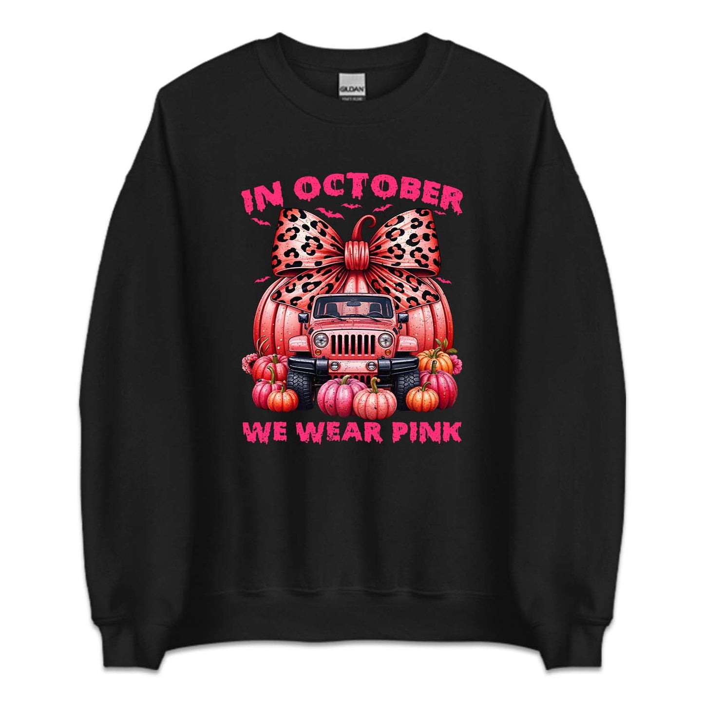 In October We Wear Pink Pink Ribbon Jeep With Pumpkins Halloween Breast Cancer | PRODUCT CODE: PNKRBOJPKS