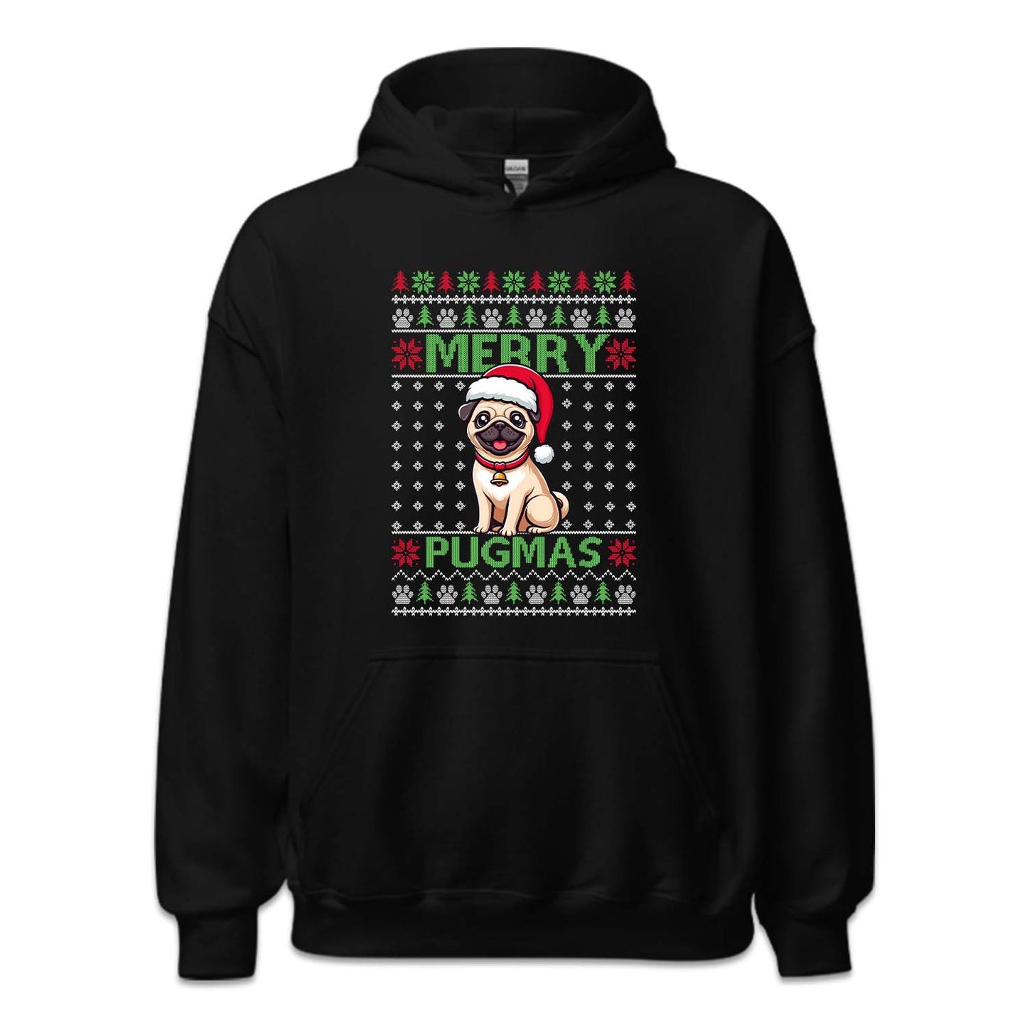 Merry Pugmas Ugly Christmas Xmas Pug Dog in Santa Hat | PRODUCT CODE: MRYPGMCGDO