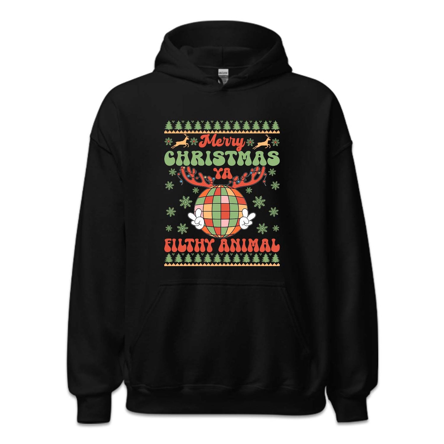 Merry Christmas Ya Filthy Animal Vintage Disco Ball Reindeer Antlers Xmas | PRODUCT CODE: MRYCHTYFLTAN