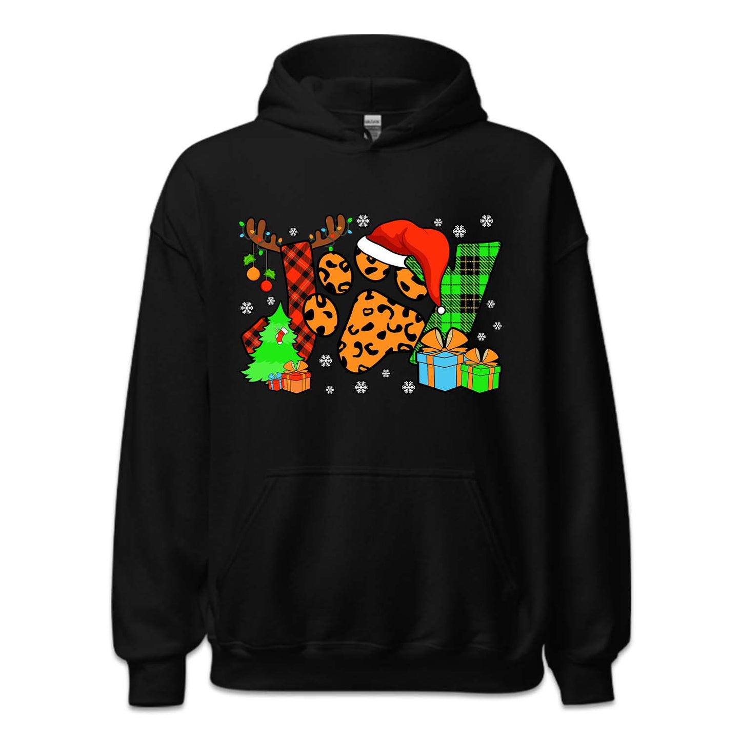 Joy Christmas Paw Print Holiday Hoodie, Pet Lover Xmas | PRODUCT CODE: JYOCHMPWARTN
