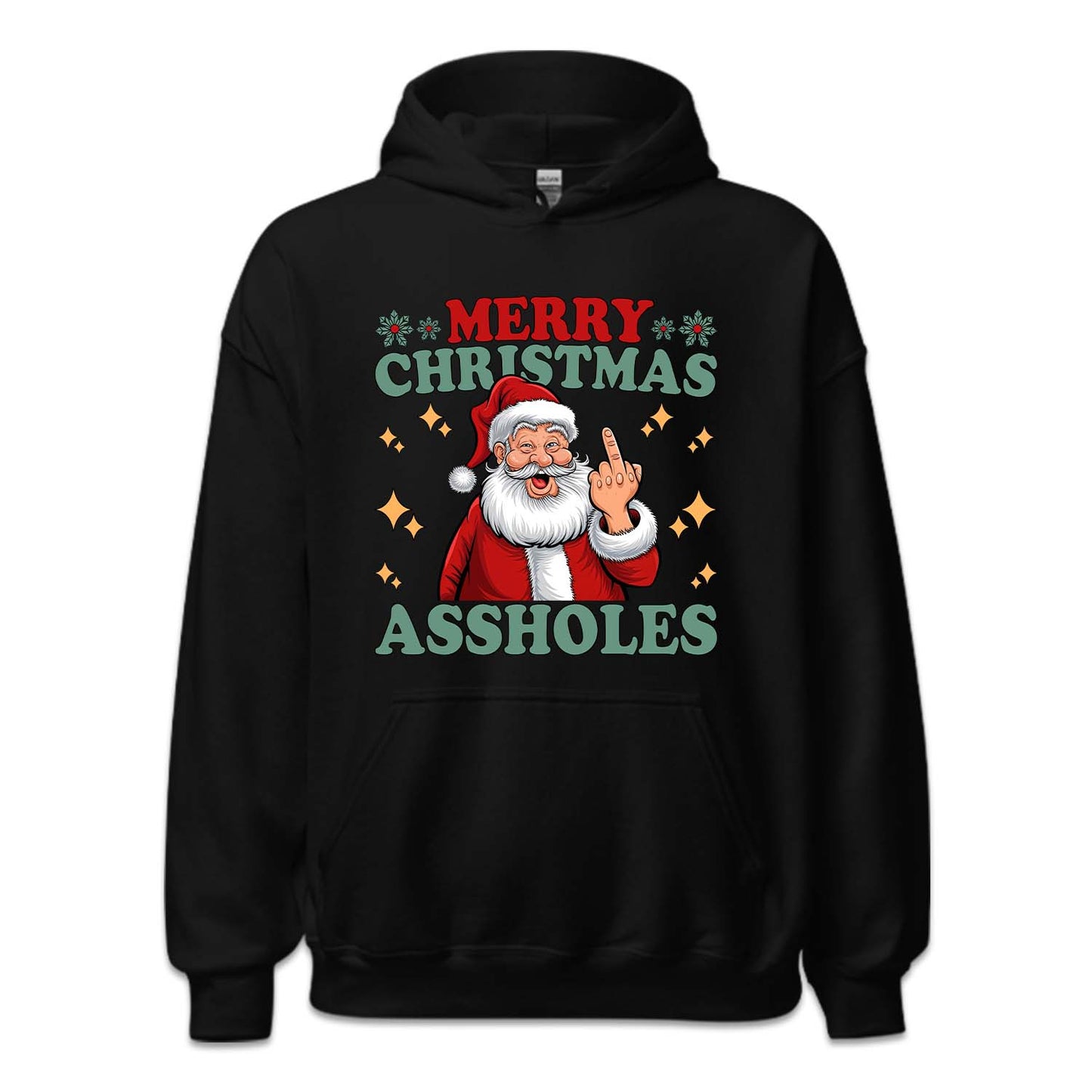 Merry Christmas Assholes Santa Claus Middle Finger Humorous Xmas | PRODUCT CODE: MRYCHTASHL