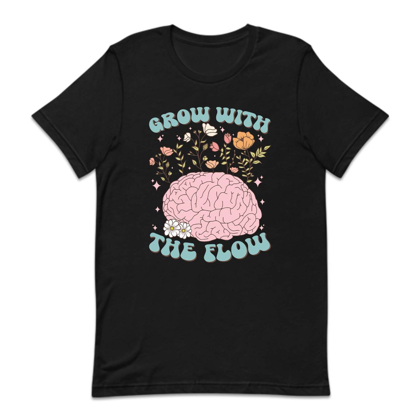 Grow With The Flow Floral Brain Positive Quote | PRODUCT CODE: GRTHLFMH