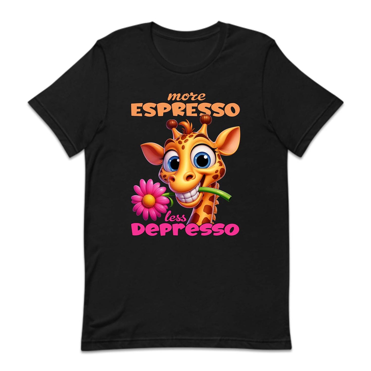 More Espresso Less Depresso Smiling Cartoon Giraffe | PRODUCT CODE: SMLNFLOGR