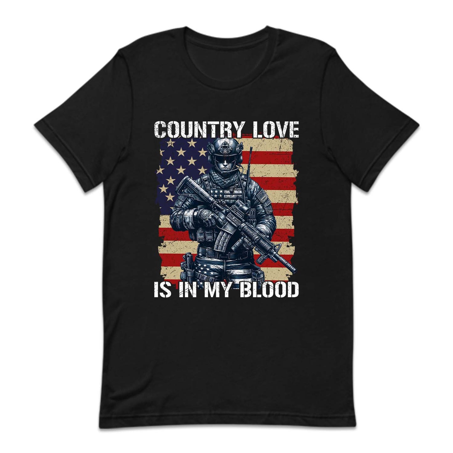 Country Love Is In My Blood Veterans Day USA Military Service | PRODUCT CODE: CNTLVNIMBLDO