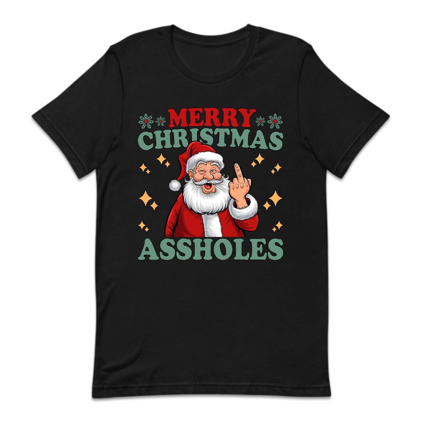 Merry Christmas Assholes Santa Claus Middle Finger Humorous Xmas | PRODUCT CODE: MRYCHTASHL