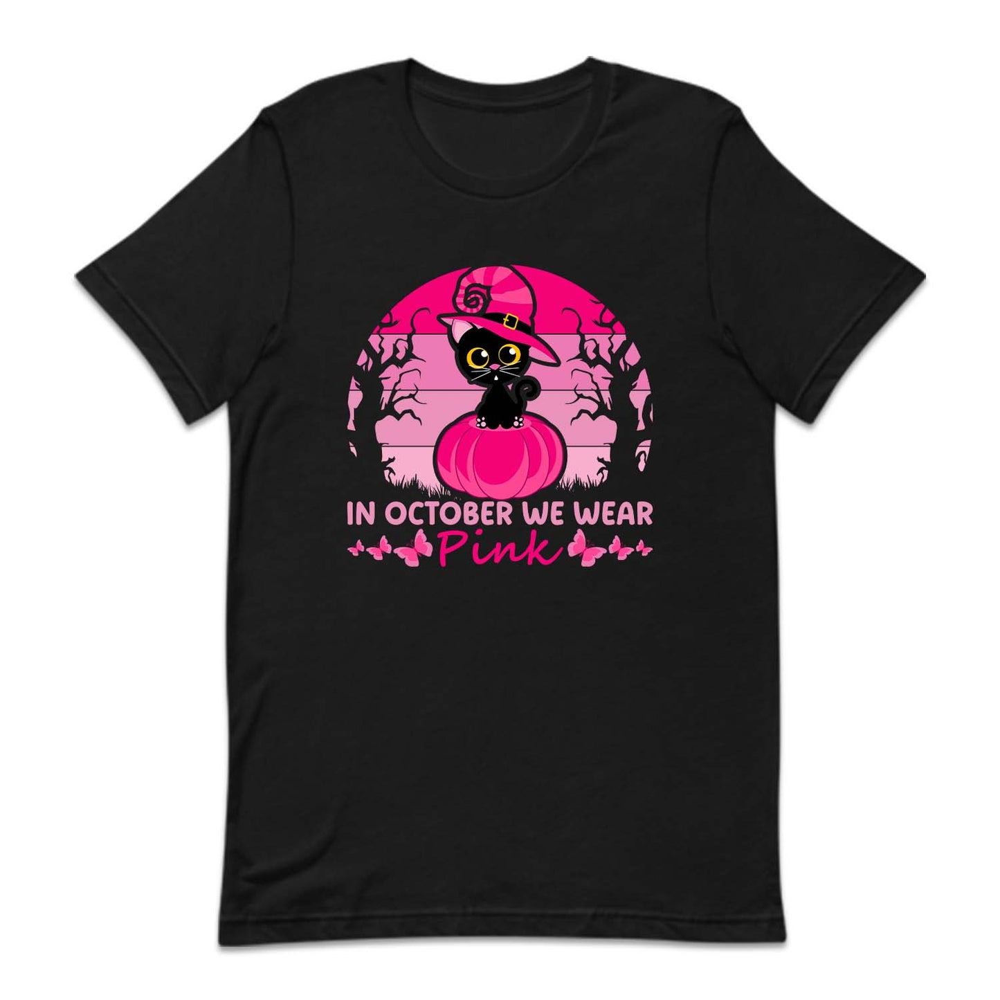 Halloween Breast Cancer Witch Black Cat Pink Ribbon | PRODUCT CODE: WHCTBLKTCA