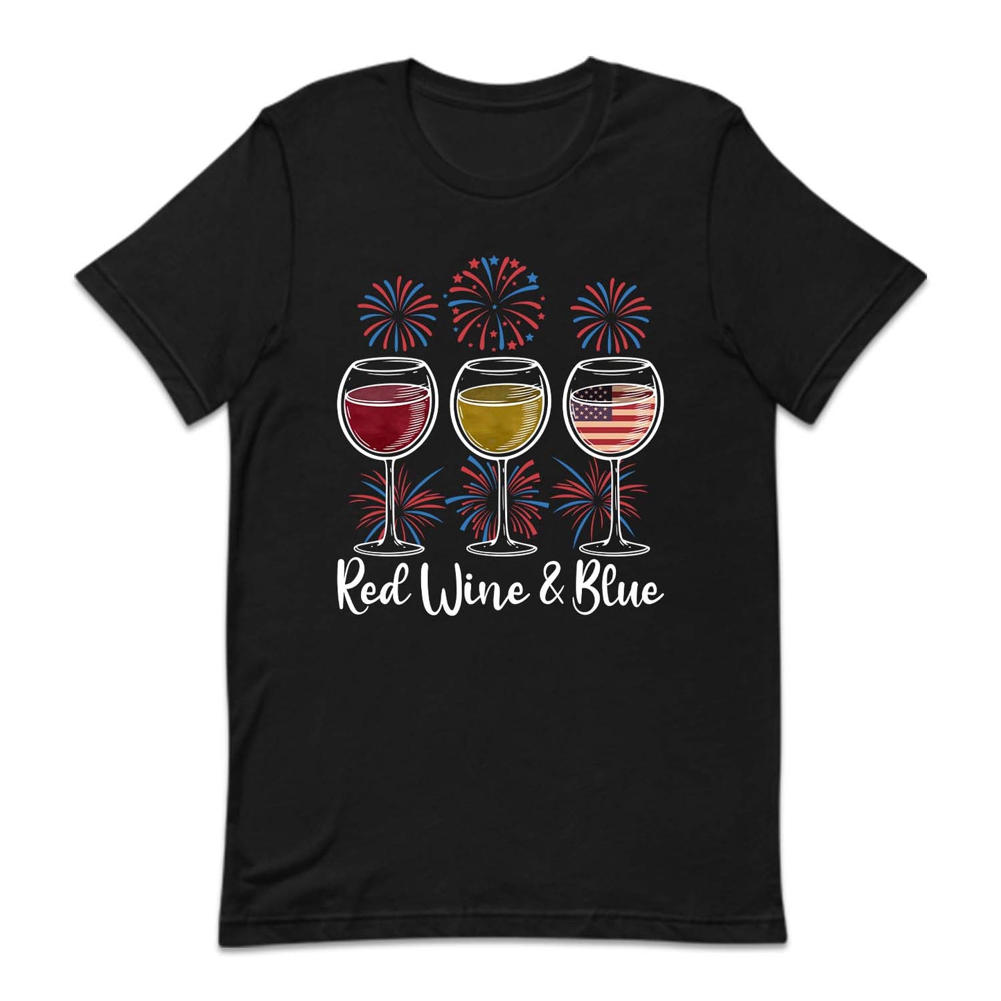 Red Wine & Blue Fireworks 4th Of July American Flag | PRODUCT CODE: FRRDNEBUF