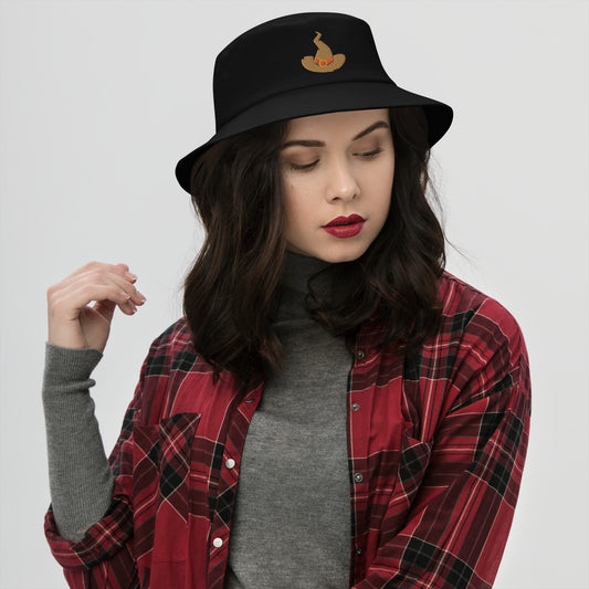 Halloween Witch Hat Bucket Hat, Embroidered Witchy Bucket Hat, Handmade Spooky Season Unisex Cotton Sun Hat