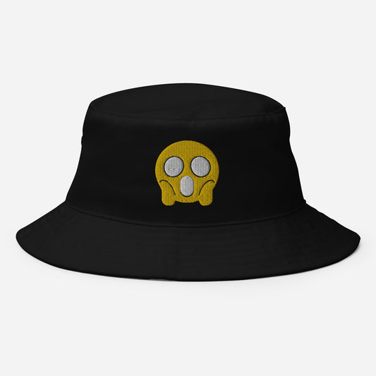 Halloween Shock Emoji Bucket Hat, Embroidered Funny Emoticon Bucket Hat, Handmade Spooky Face Unisex Cotton Sun Hat