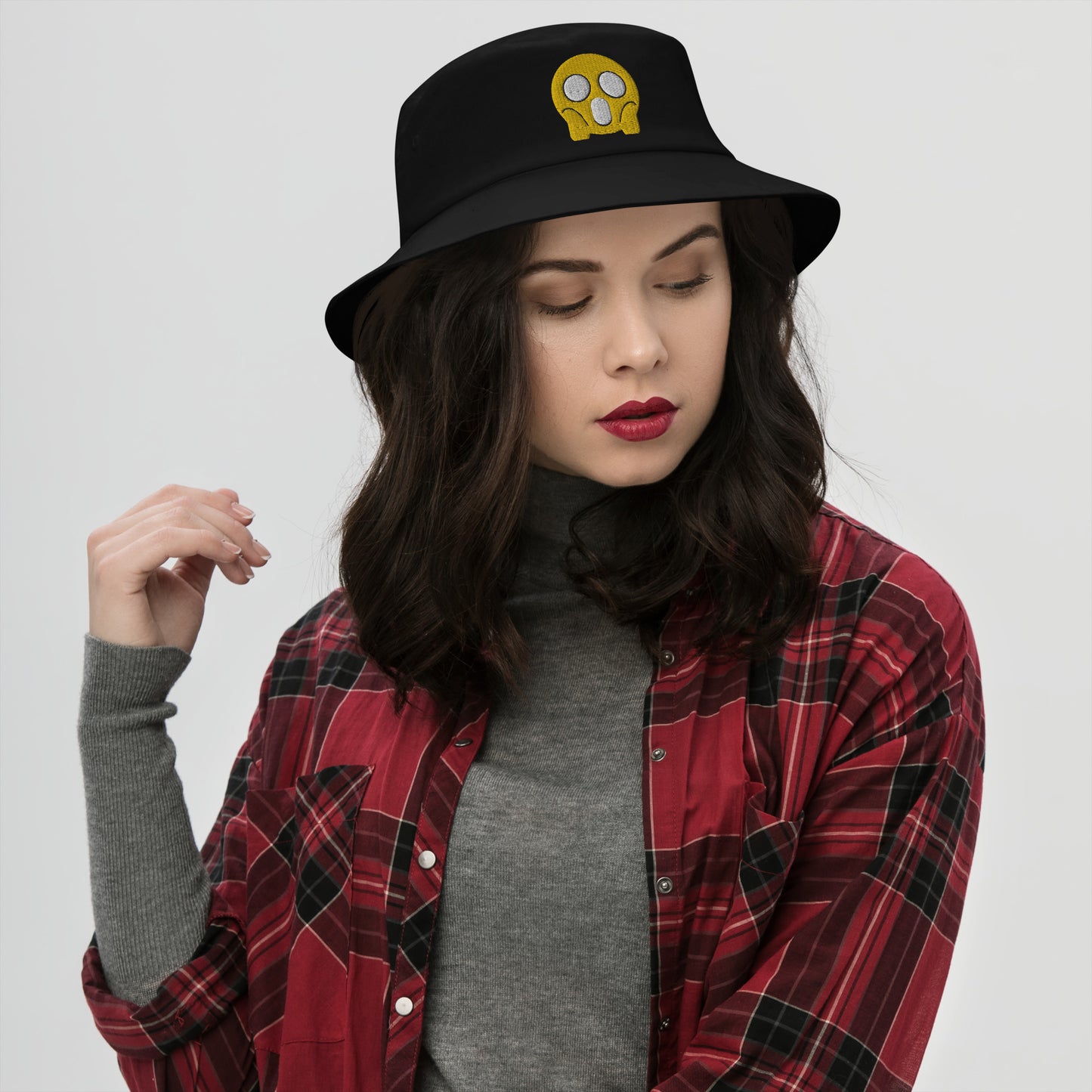 Halloween Shock Emoji Bucket Hat, Embroidered Funny Emoticon Bucket Hat, Handmade Spooky Face Unisex Cotton Sun Hat