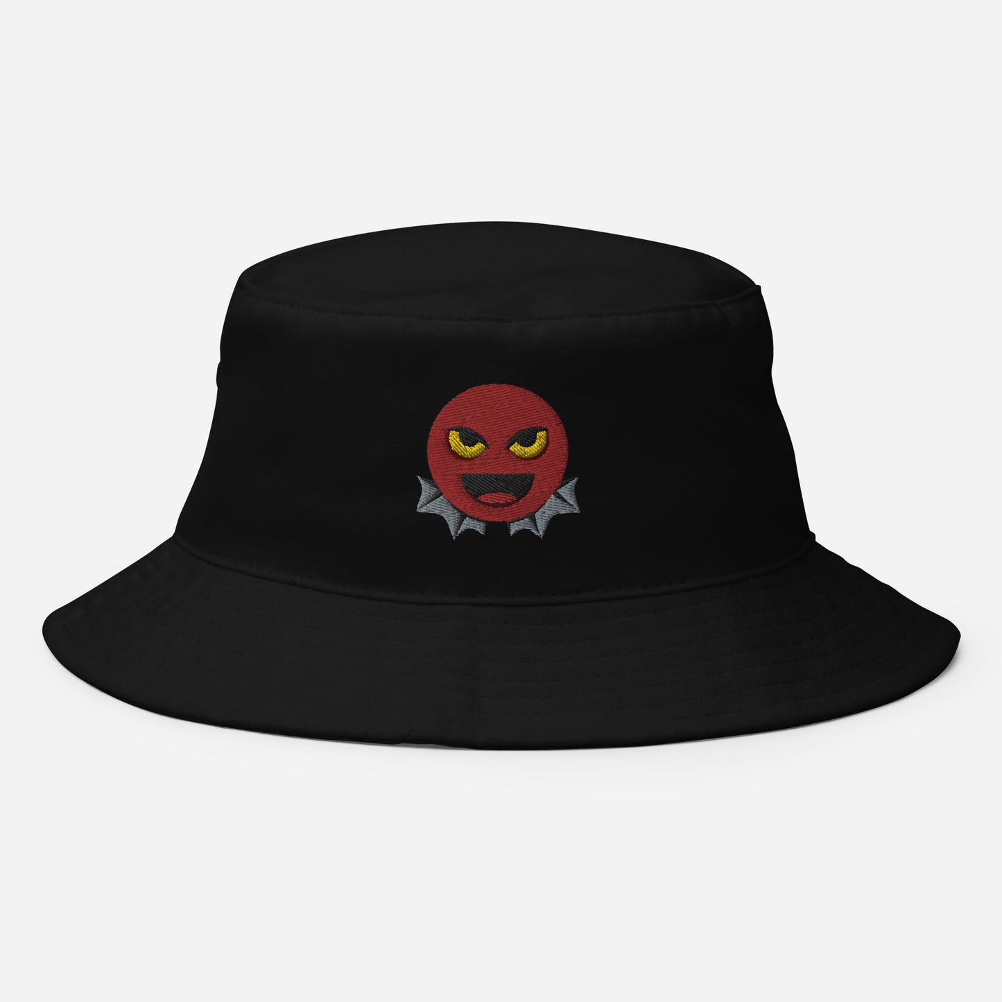 Halloween Devil Bucket Hat, Embroidered Evil Emoticon Bucket Hat, Handmade Scary Emoji Unisex Cotton Sun Hat