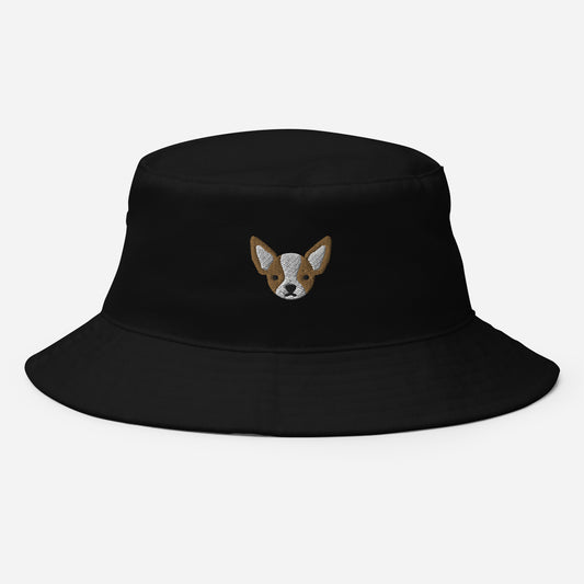 Chihuahua Bucket Hat, Embroidered Dog Lover Bucket Hat, Handmade Chihuahua Dog Owner Unisex Cotton Sun Hat