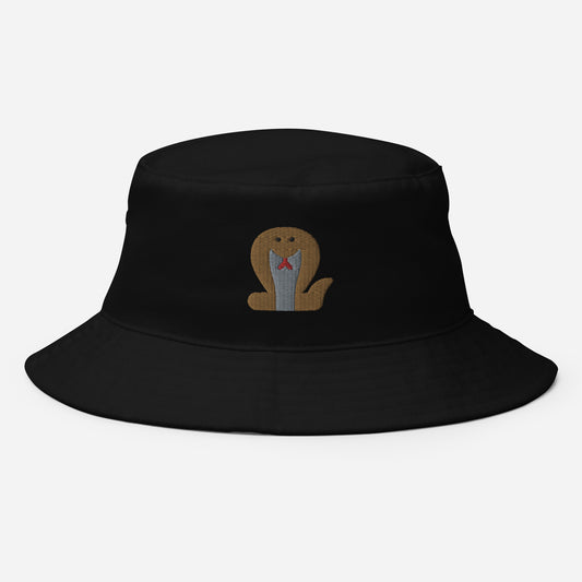 King Cobra Bucket Hat, Embroidered Snake Lovers Bucket Hat, Handmade Reptiles Unisex Cotton Sun Hat