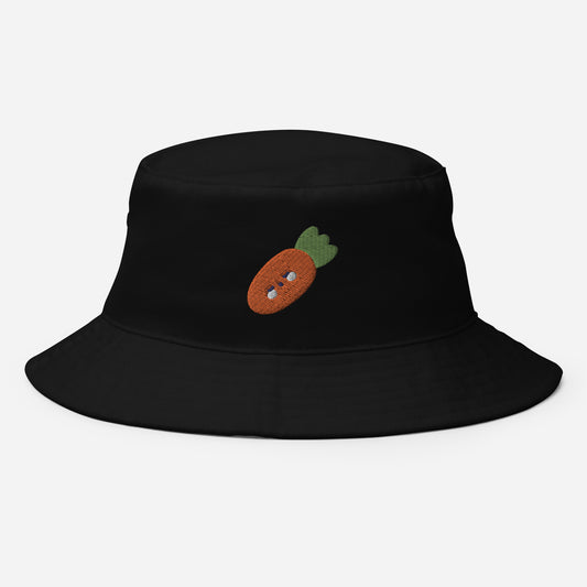 Carrot Vegetable Bucket Hat, Embroidered Easter Bunny Carrot Bucket Hat, Handmade Vegetarian Unisex Cotton Sun Hat