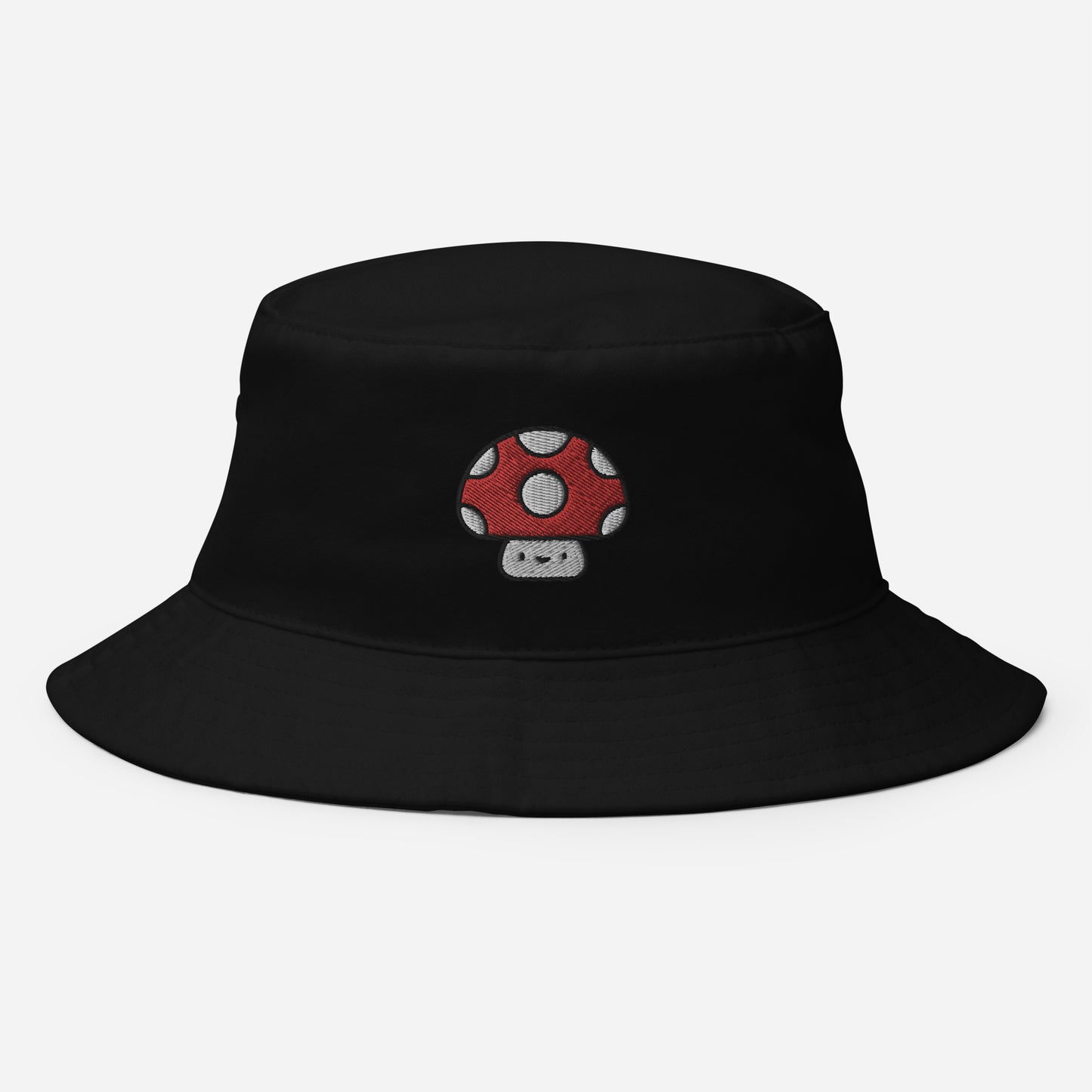 Mushroom Bucket Hat, Embroidered Toadstool Bucket Hat, Handmade Smiley Mushroom Unisex Cotton Sun Hat