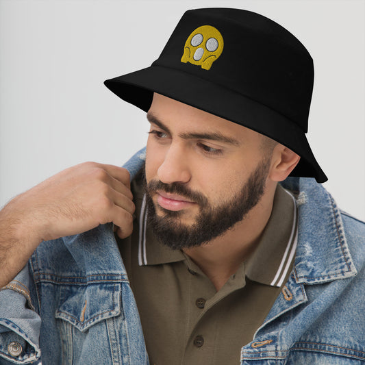 Halloween Shock Emoji Bucket Hat, Embroidered Funny Emoticon Bucket Hat, Handmade Spooky Face Unisex Cotton Sun Hat