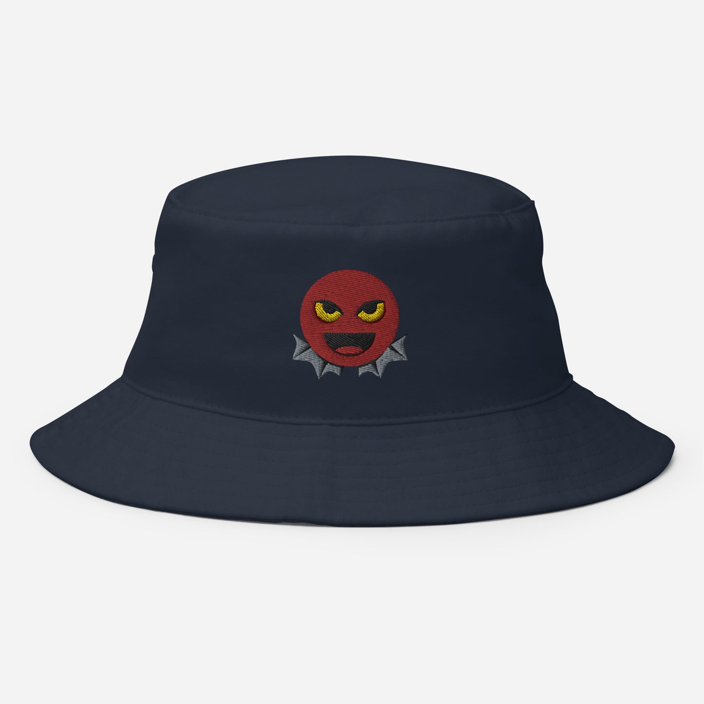Halloween Devil Bucket Hat, Embroidered Evil Emoticon Bucket Hat, Handmade Scary Emoji Unisex Cotton Sun Hat