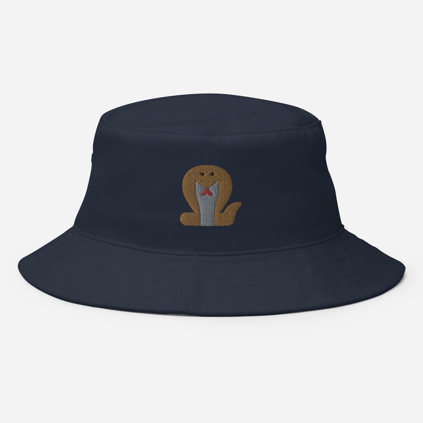 King Cobra Bucket Hat, Embroidered Snake Lovers Bucket Hat, Handmade Reptiles Unisex Cotton Sun Hat