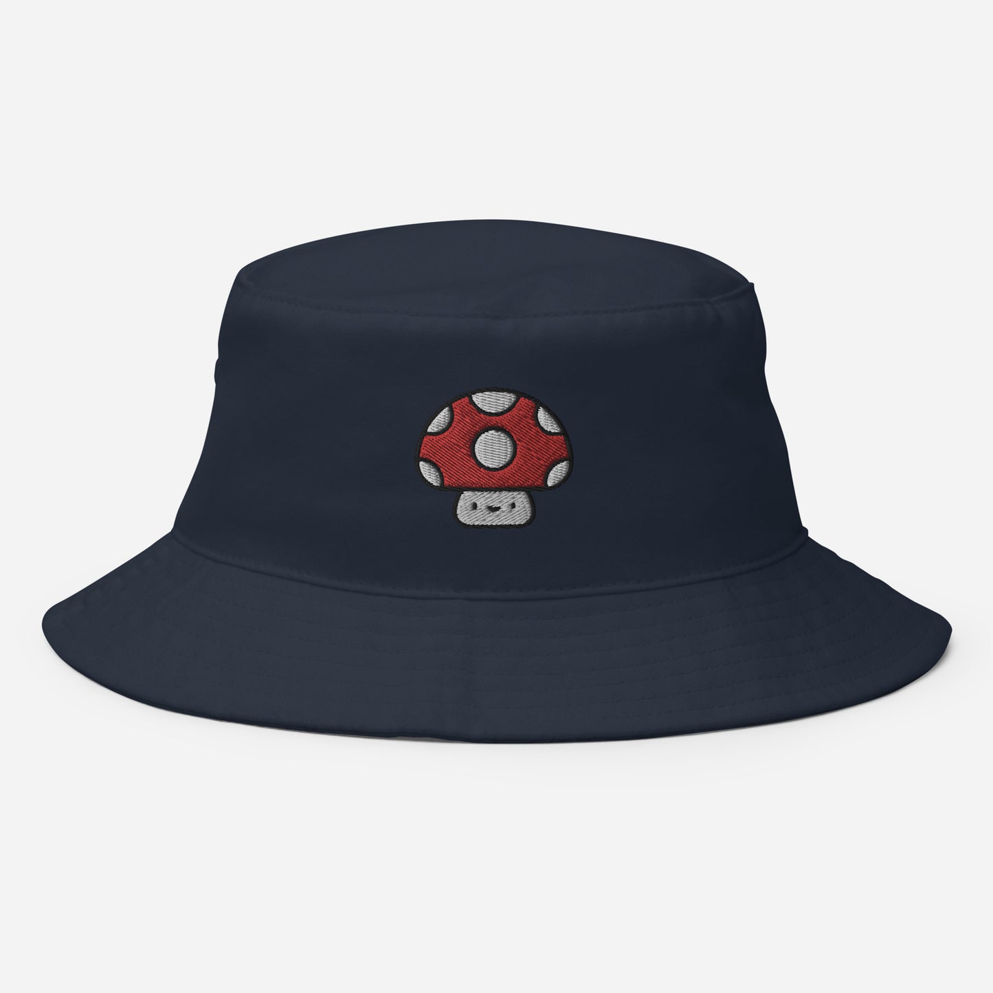Mushroom Bucket Hat, Embroidered Toadstool Bucket Hat, Handmade Smiley Mushroom Unisex Cotton Sun Hat