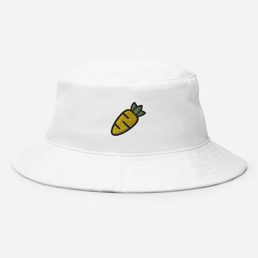Carrot Vegetable Bucket Hat, Embroidered Easter Bunny Carrot Bucket Hat, Handmade Vegetarian Unisex Cotton Sun Hat