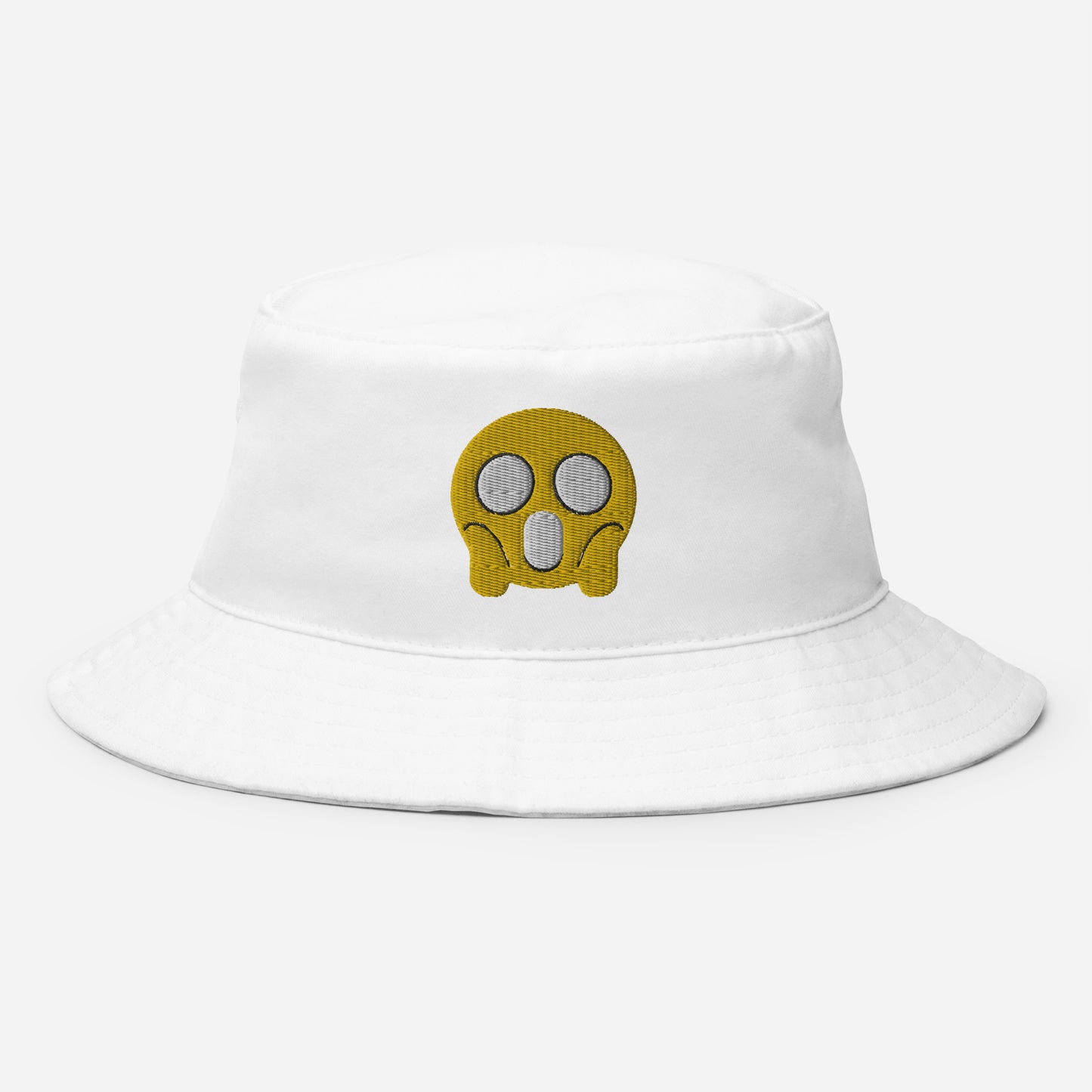 Halloween Shock Emoji Bucket Hat, Embroidered Funny Emoticon Bucket Hat, Handmade Spooky Face Unisex Cotton Sun Hat