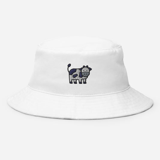 Holstein Cow Bucket Hat, Embroidered Milk Cow Bucket Hat, Handmade Farm Animal Unisex Cotton Sun Hat