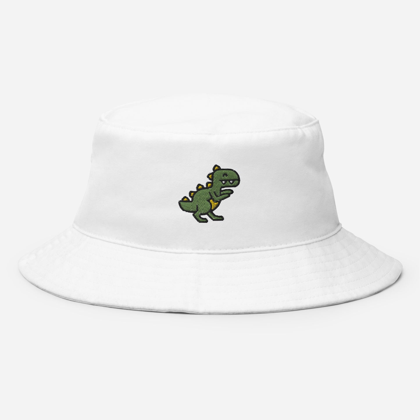 Dinosaur Bucket Hat, Embroidered T-Rex Bucket Hat, Handmade Baby Dino Lovers Unisex Cotton Sun Hat