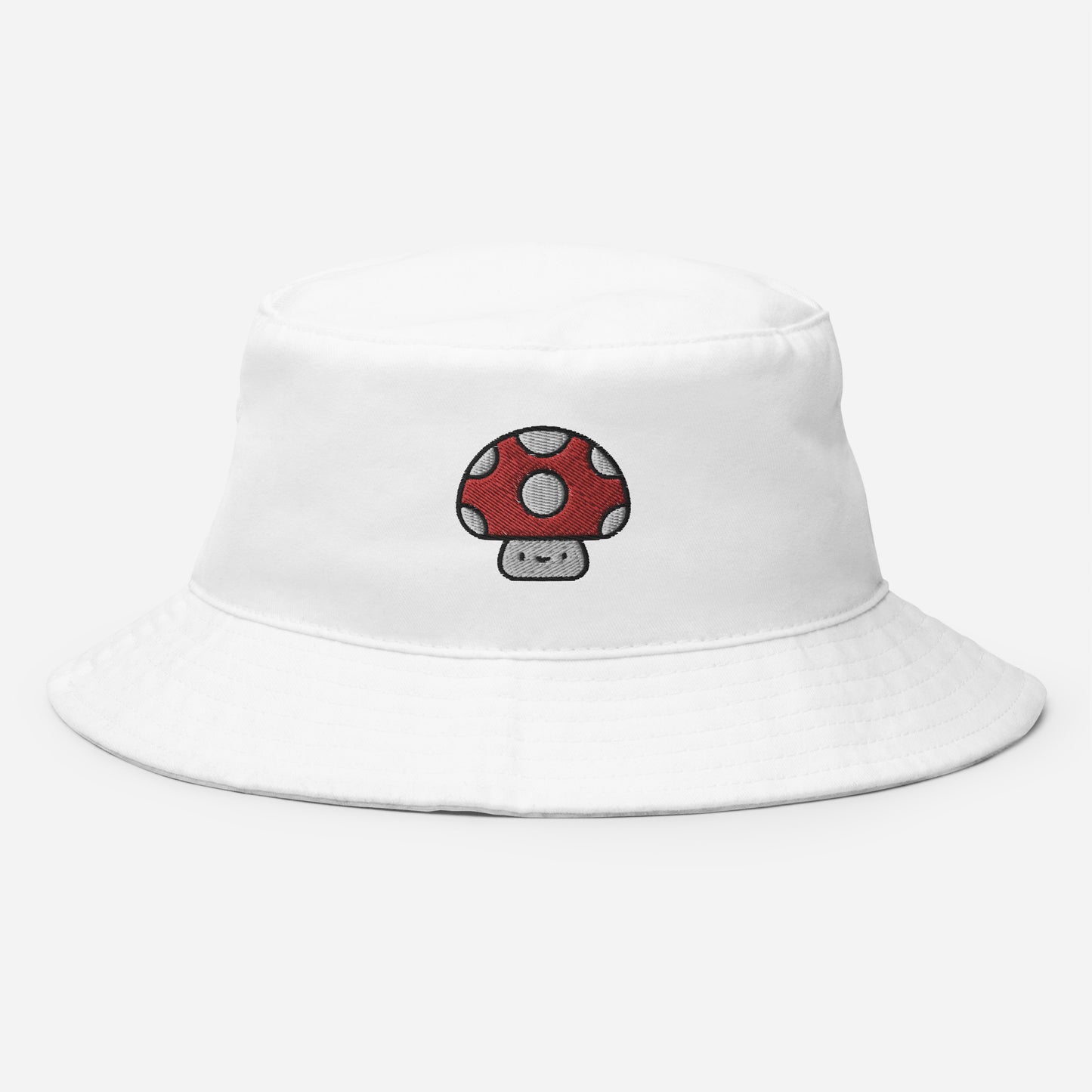 Mushroom Bucket Hat, Embroidered Toadstool Bucket Hat, Handmade Smiley Mushroom Unisex Cotton Sun Hat