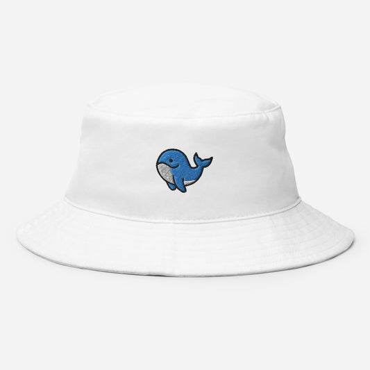 Orca Whale Bucket Hat, Embroidered Killer Blue Whale Bucket Hat, Handmade Ocean Animal Unisex Cotton Sun Hat