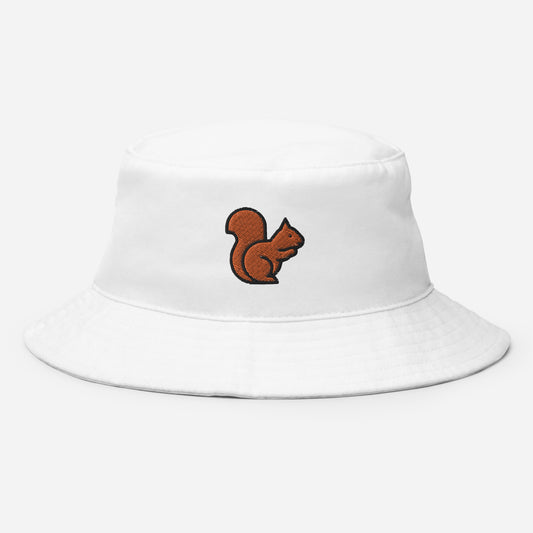 Squirrel Bucket Hat, Embroidered Squirrel Lover Bucket Hat, Handmade Rodents Unisex Cotton Sun Hat