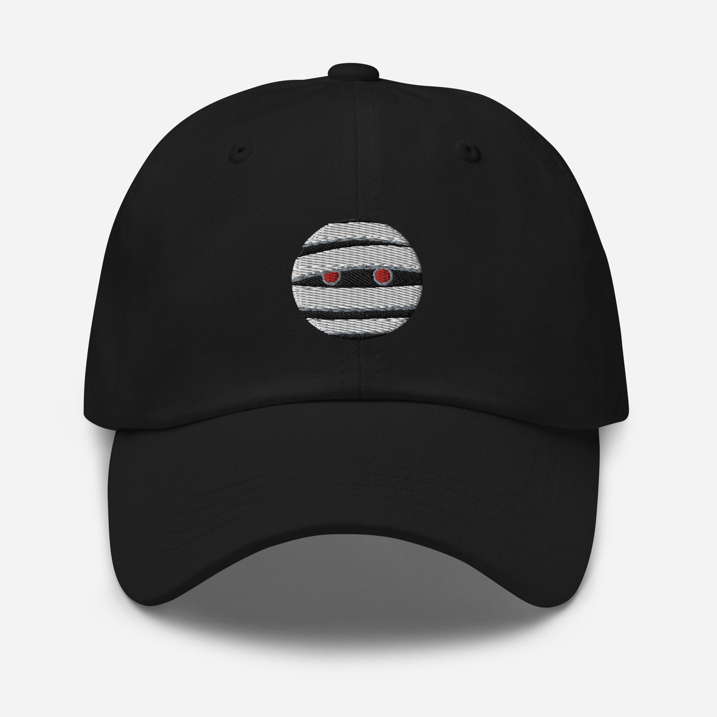 Halloween Mummy Dad Hat, Embroidered Mummy Face Unisex Hat, Handmade Dad Cap, Scary Emoji Adjustable Baseball Gift Cap