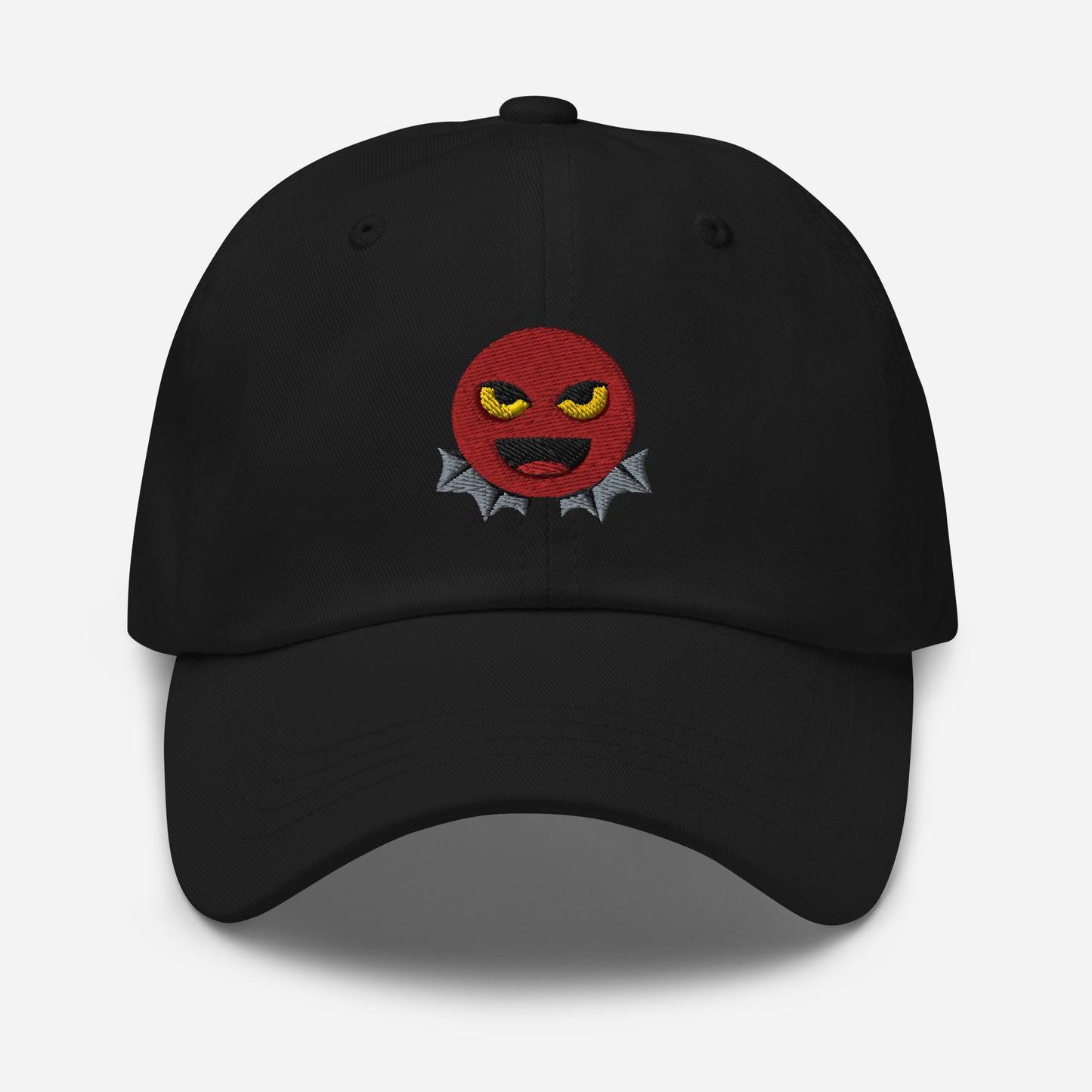 Halloween Devil Dad Hat, Embroidered Evil Emoticon Unisex Hat, Handmade Dad Cap, Scary Emoji Adjustable Baseball Gift Cap