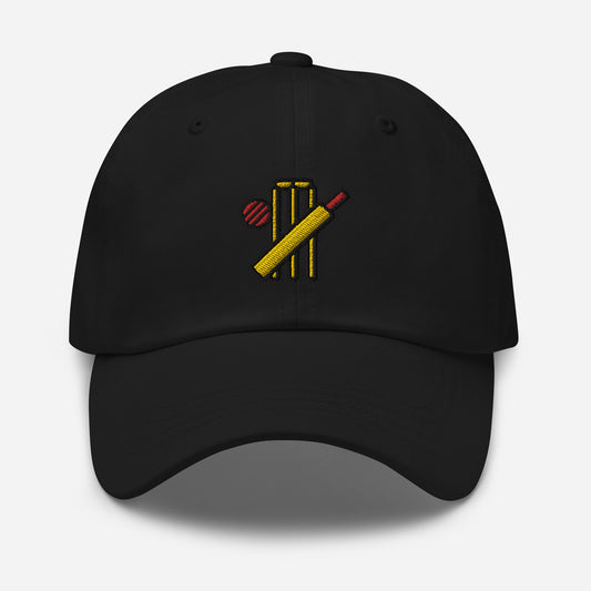 Cricket Bat Dad Hat, Embroidered Sports Cricketer Unisex Hat, Handmade Dad Cap, Cricket Player Adjustable Baseball Gift Cap