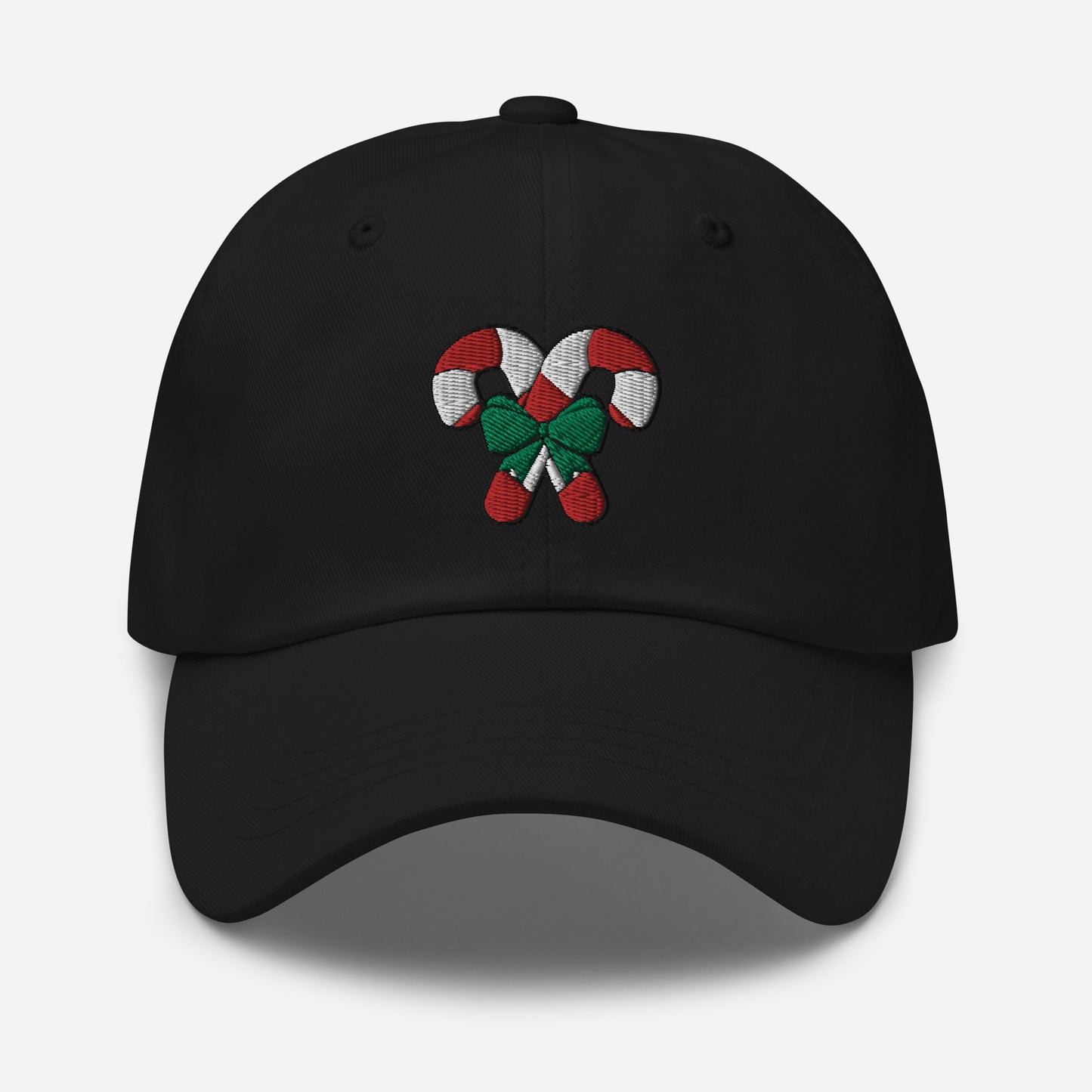 Candy Cane Dad Hat, Embroidered Christmas Unisex Hat, Handmade Dad Cap, Xmas Festive Adjustable Baseball Gift Cap
