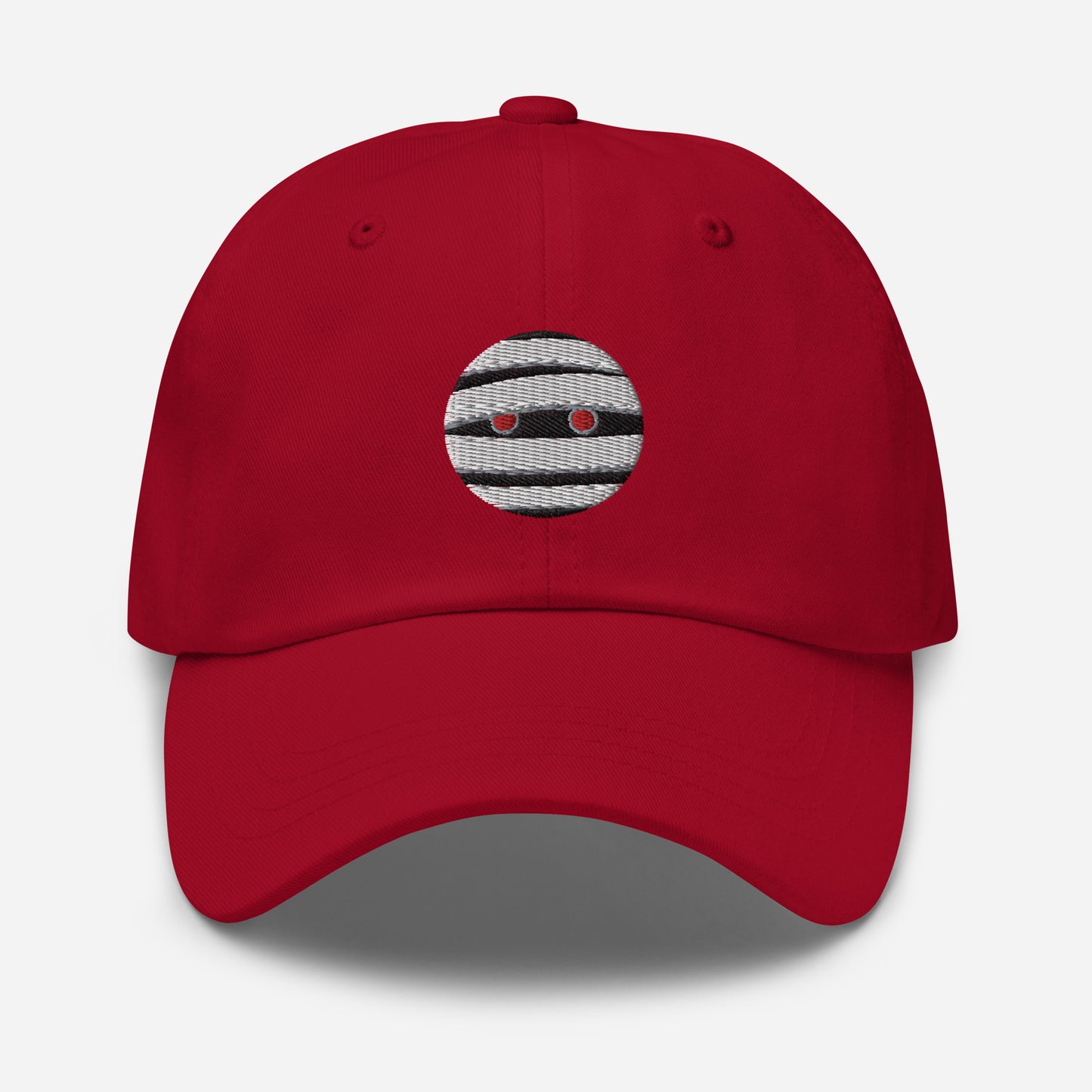 Halloween Mummy Dad Hat, Embroidered Mummy Face Unisex Hat, Handmade Dad Cap, Scary Emoji Adjustable Baseball Gift Cap