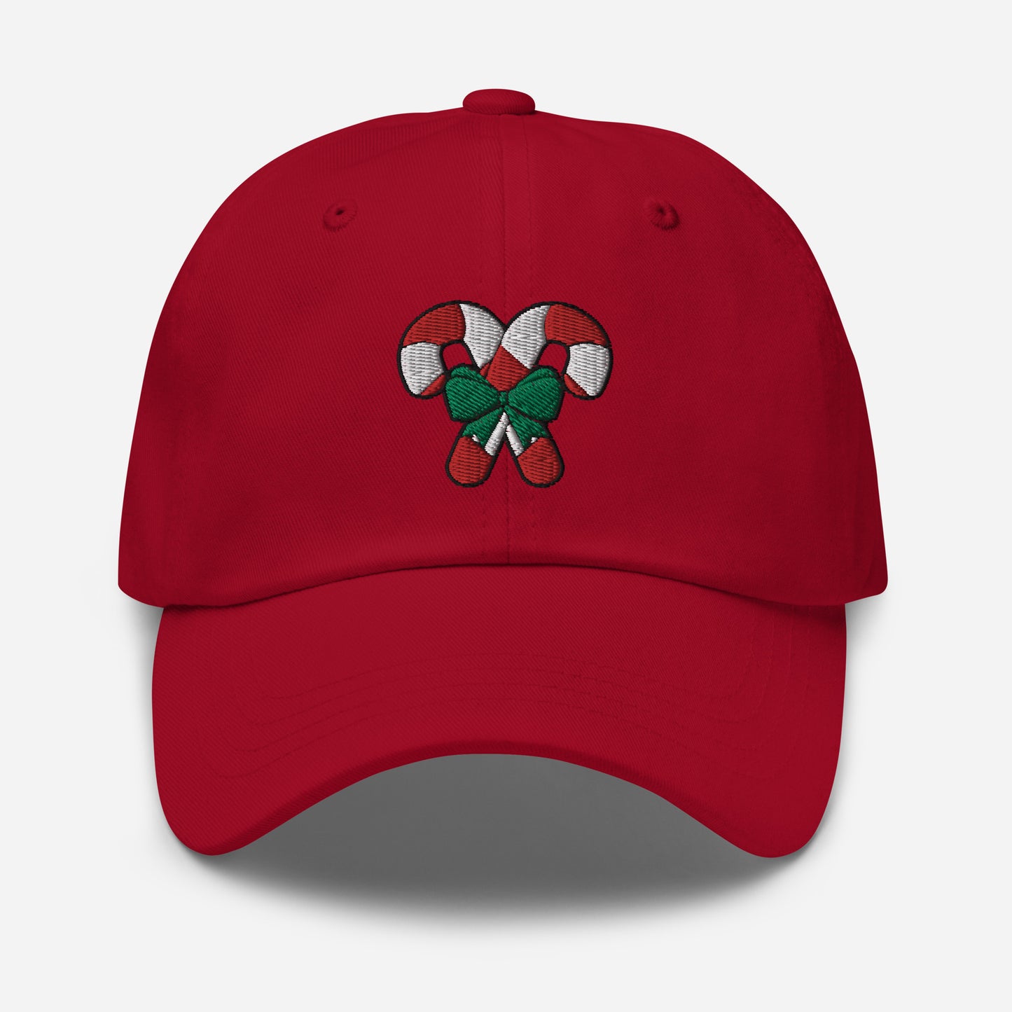 Candy Cane Dad Hat, Embroidered Christmas Unisex Hat, Handmade Dad Cap, Xmas Festive Adjustable Baseball Gift Cap