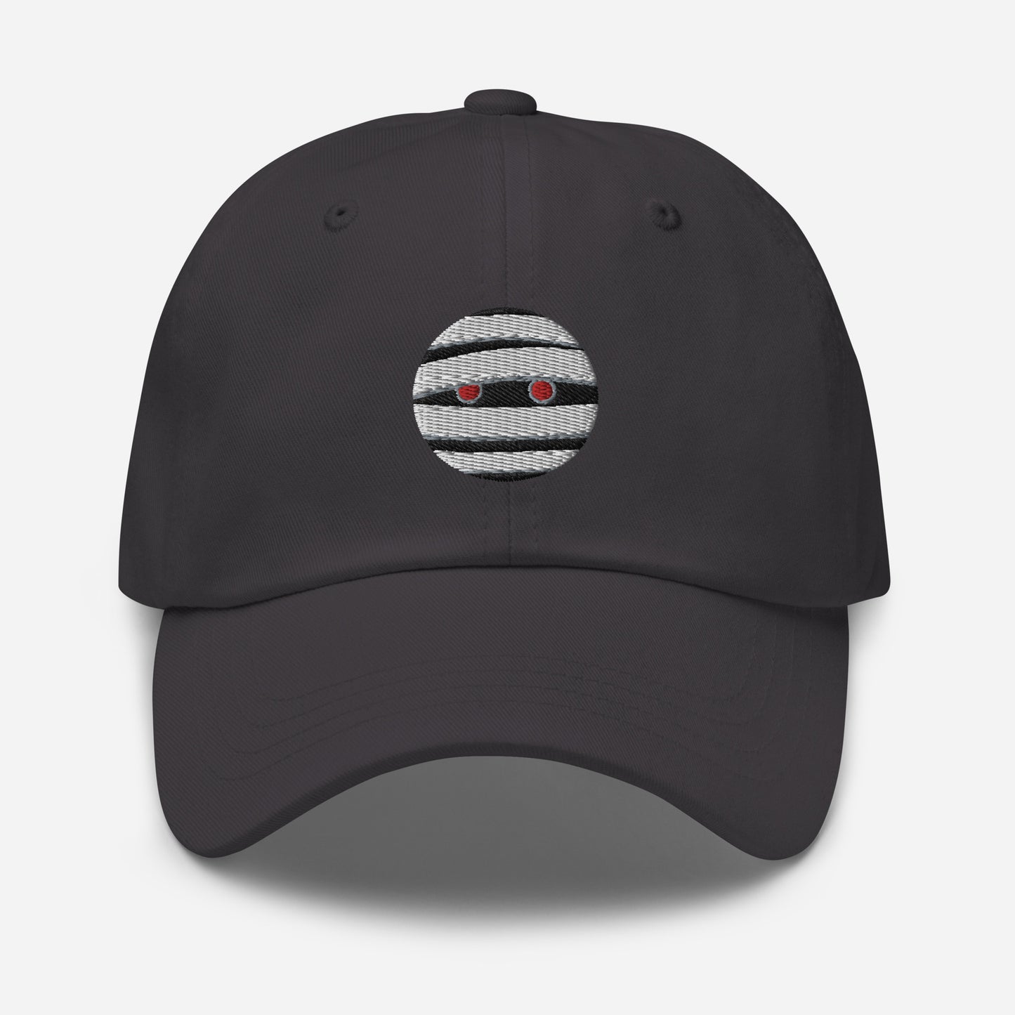 Halloween Mummy Dad Hat, Embroidered Mummy Face Unisex Hat, Handmade Dad Cap, Scary Emoji Adjustable Baseball Gift Cap
