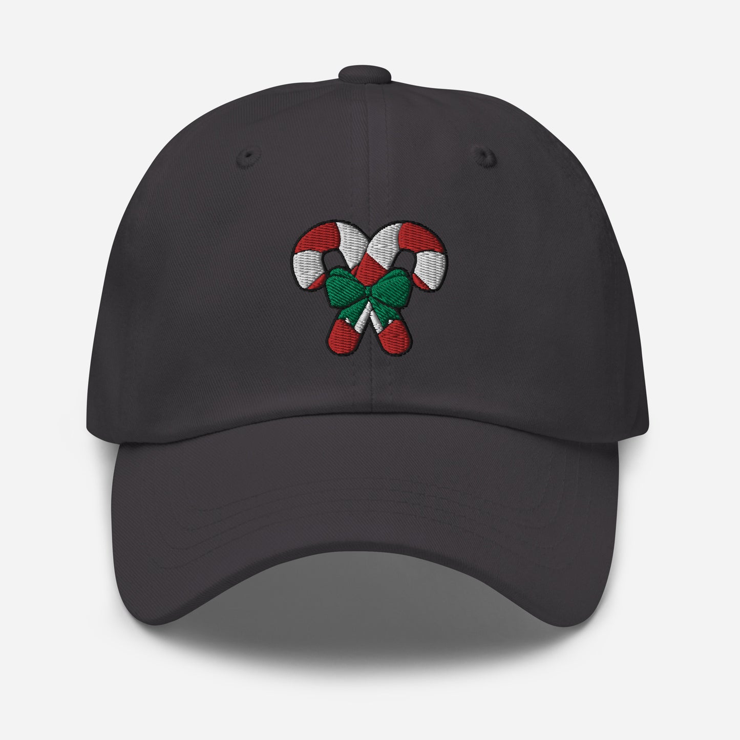 Candy Cane Dad Hat, Embroidered Christmas Unisex Hat, Handmade Dad Cap, Xmas Festive Adjustable Baseball Gift Cap