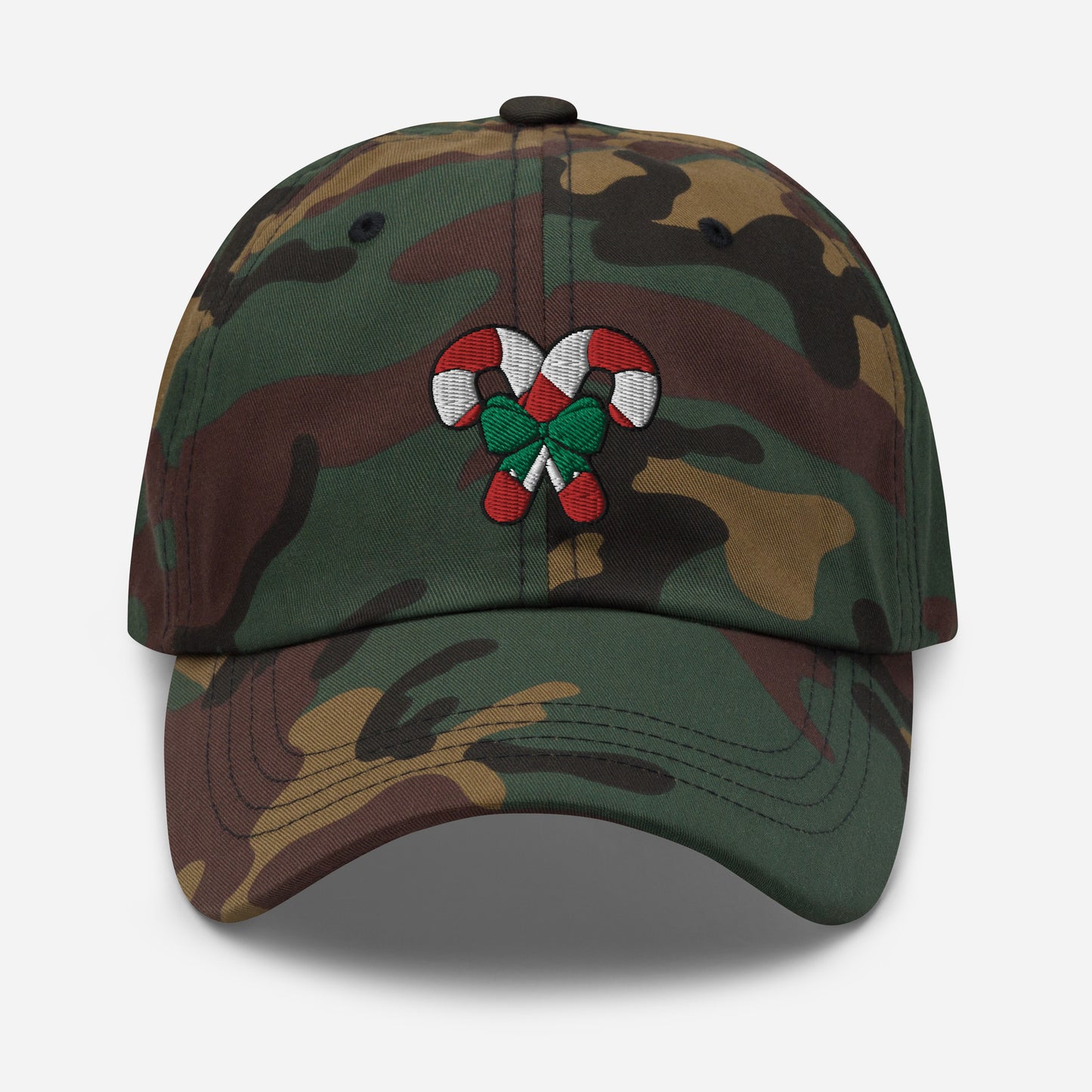 Candy Cane Dad Hat, Embroidered Christmas Unisex Hat, Handmade Dad Cap, Xmas Festive Adjustable Baseball Gift Cap