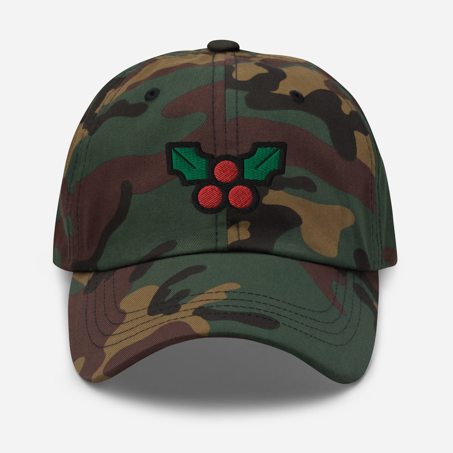 Christmas Mistletoe Dad Hat, Embroidered Decoration LeafUnisex Hat, Handmade Dad Cap, Xmas Festive Adjustable Baseball Gift Cap