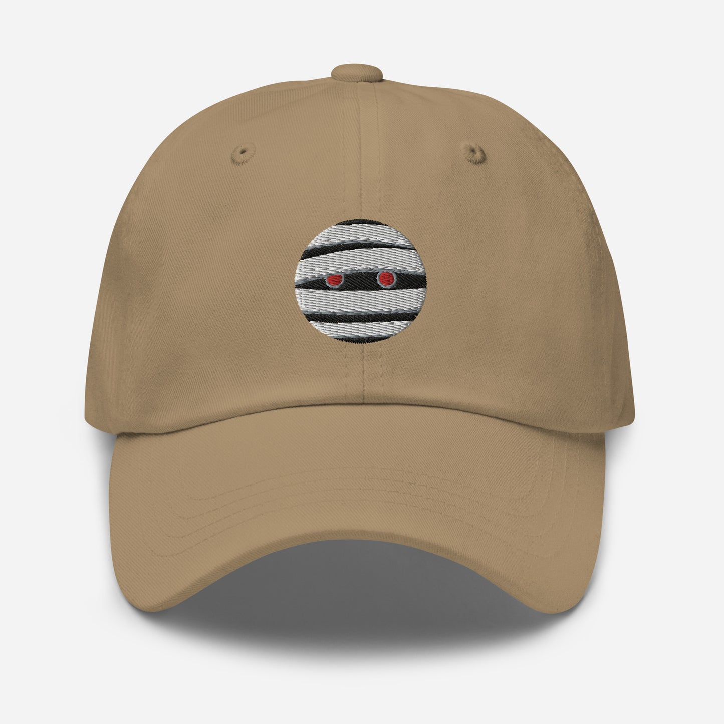 Halloween Mummy Dad Hat, Embroidered Mummy Face Unisex Hat, Handmade Dad Cap, Scary Emoji Adjustable Baseball Gift Cap