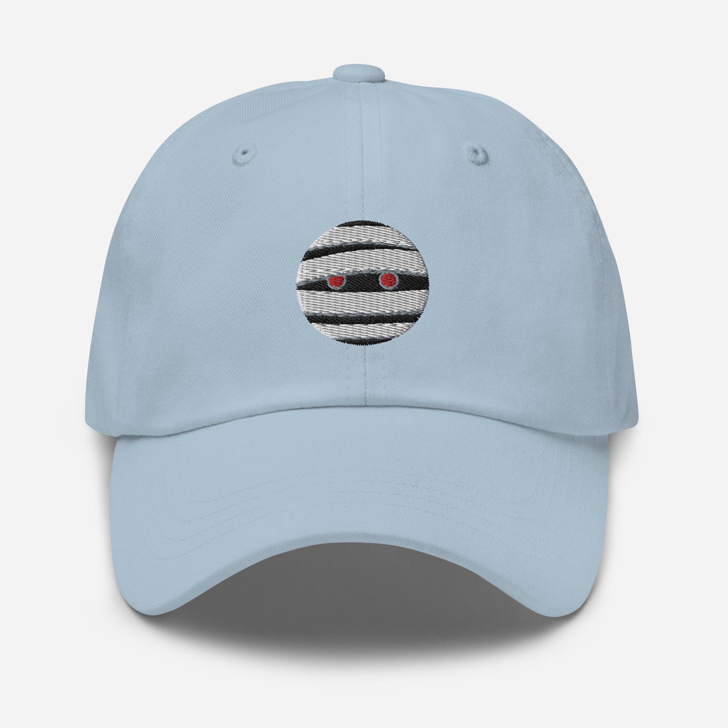 Halloween Mummy Dad Hat, Embroidered Mummy Face Unisex Hat, Handmade Dad Cap, Scary Emoji Adjustable Baseball Gift Cap