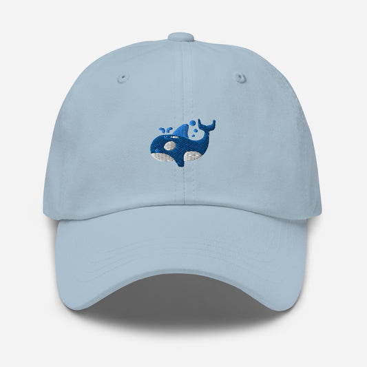 Orca Whale Dad Hat, Embroidered Killer Blue Whale Unisex Hat, Handmade Dad Cap, Ocean Animal Adjustable Baseball Gift Cap