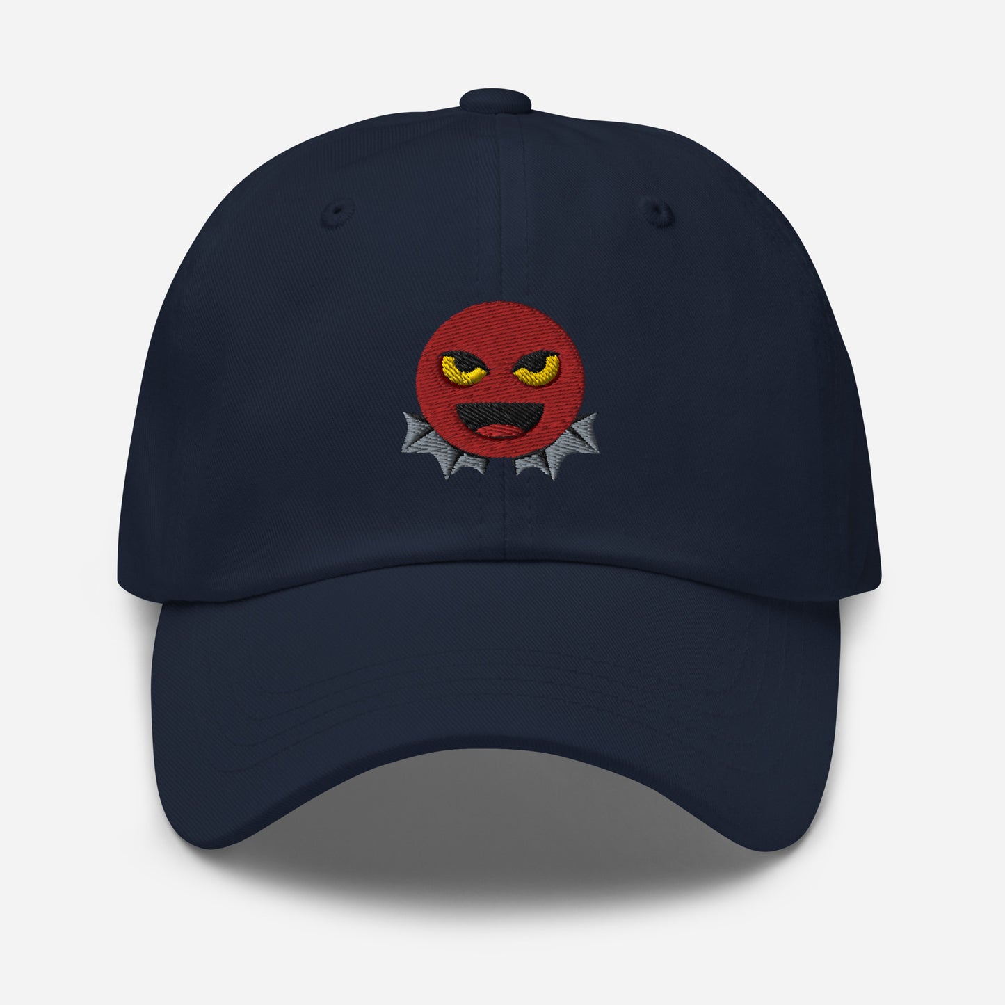 Halloween Devil Dad Hat, Embroidered Evil Emoticon Unisex Hat, Handmade Dad Cap, Scary Emoji Adjustable Baseball Gift Cap