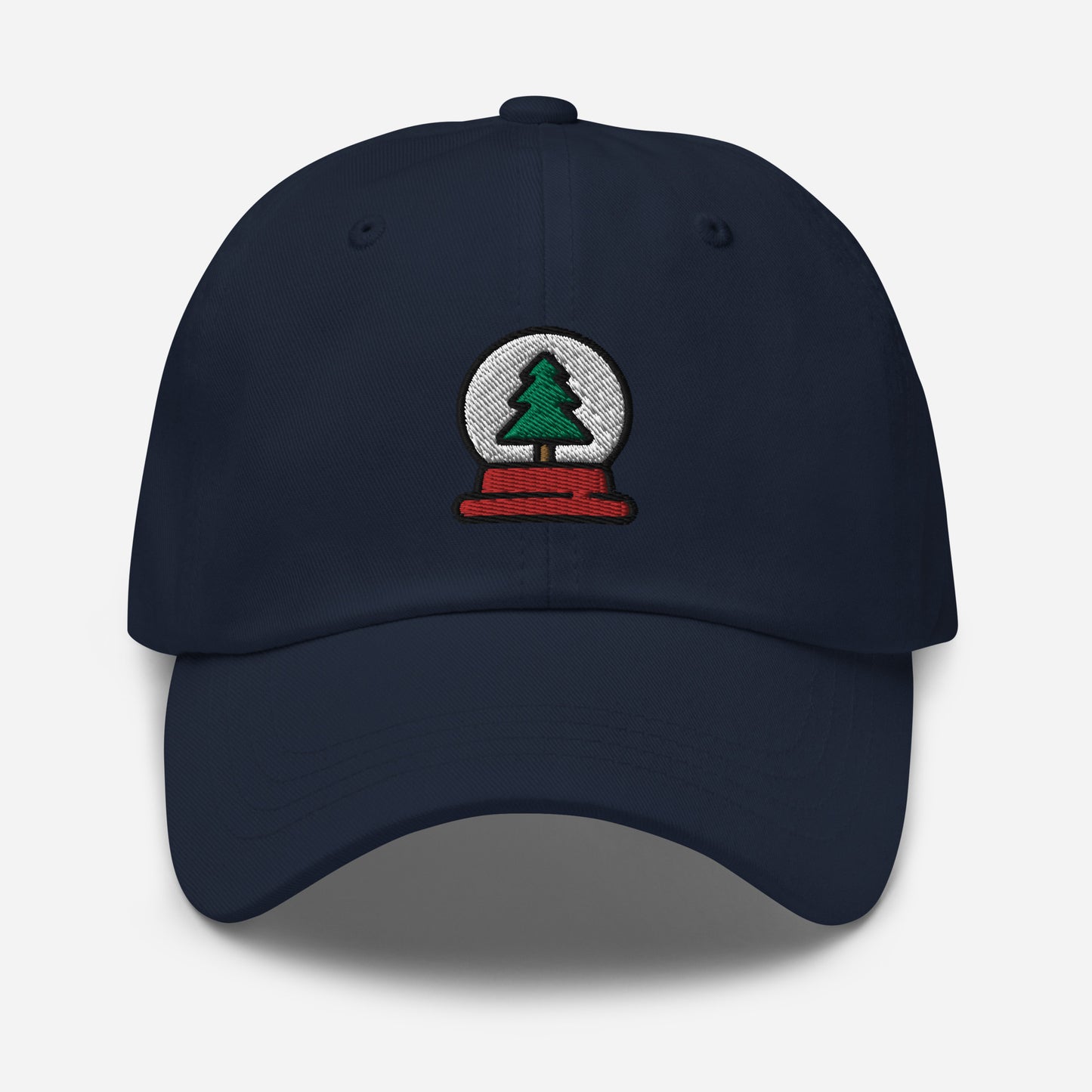 Snow Globe Tree Dad Hat, Embroidered Christmas Unisex Hat, Handmade Dad Cap, Xmas Festive Adjustable Baseball Gift Cap
