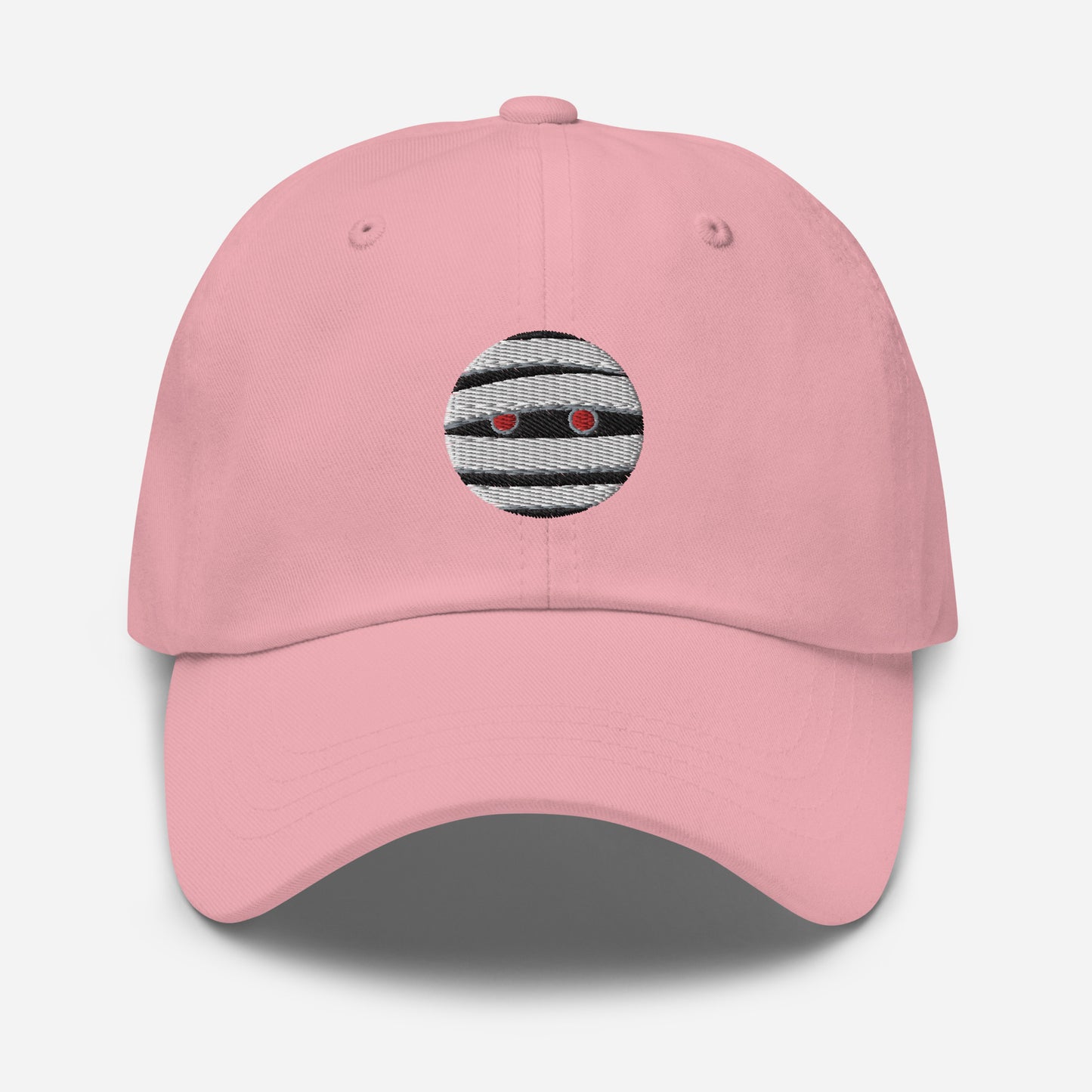 Halloween Mummy Dad Hat, Embroidered Mummy Face Unisex Hat, Handmade Dad Cap, Scary Emoji Adjustable Baseball Gift Cap