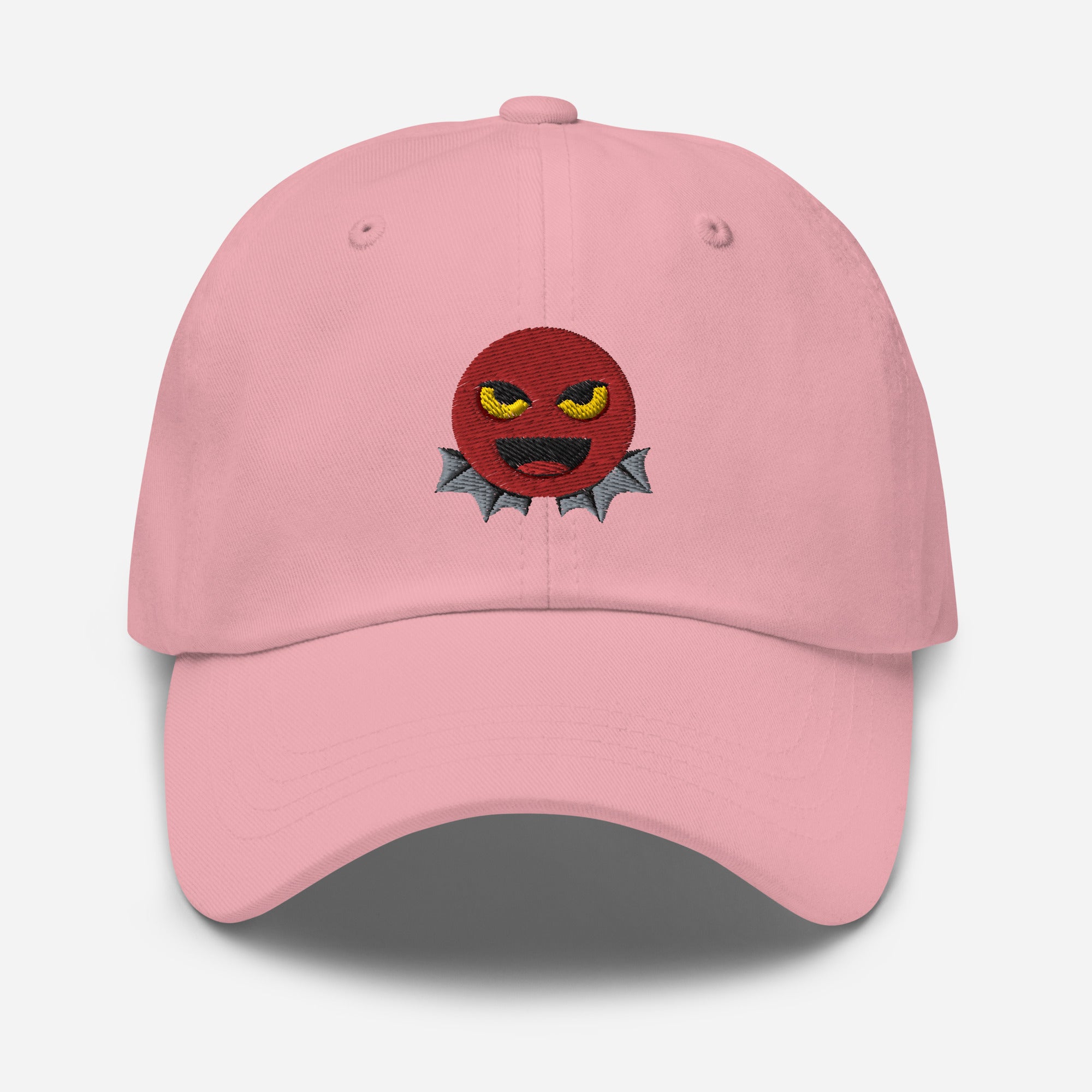 Halloween Devil Dad Hat, Embroidered Evil Emoticon Unisex Hat, Handmade Dad Cap, Scary Emoji Adjustable Baseball Gift Cap