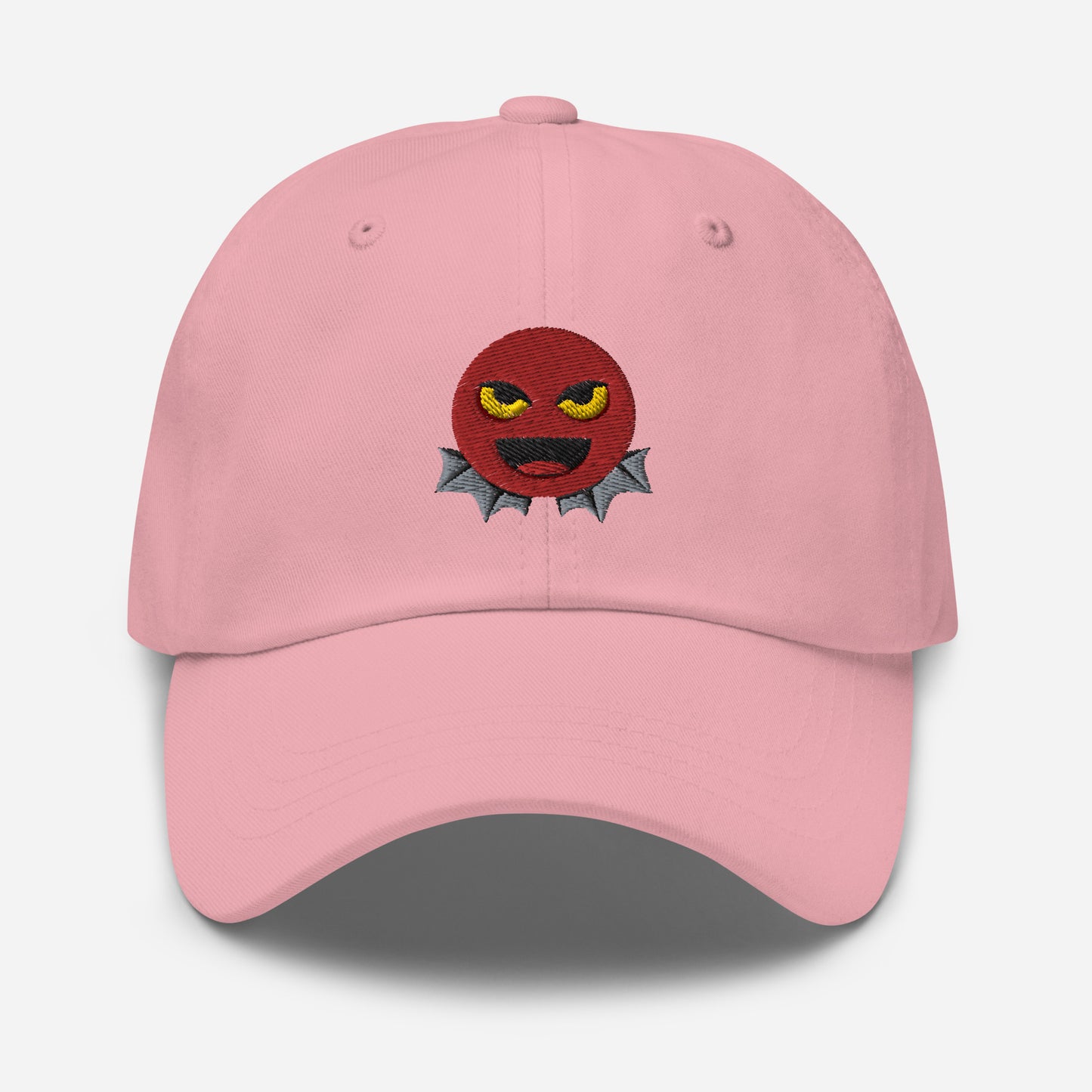 Halloween Devil Dad Hat, Embroidered Evil Emoticon Unisex Hat, Handmade Dad Cap, Scary Emoji Adjustable Baseball Gift Cap
