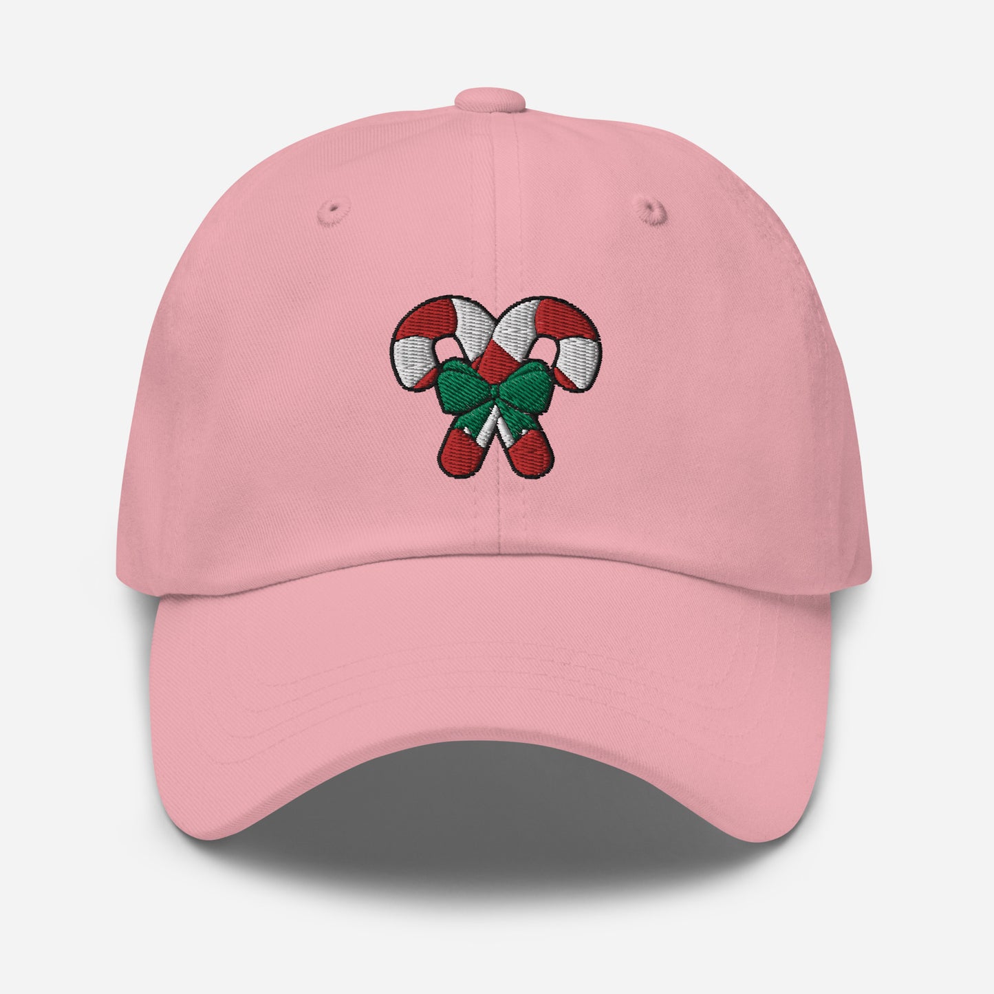 Candy Cane Dad Hat, Embroidered Christmas Unisex Hat, Handmade Dad Cap, Xmas Festive Adjustable Baseball Gift Cap