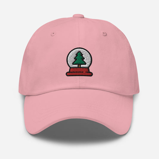 Snow Globe Tree Dad Hat, Embroidered Christmas Unisex Hat, Handmade Dad Cap, Xmas Festive Adjustable Baseball Gift Cap